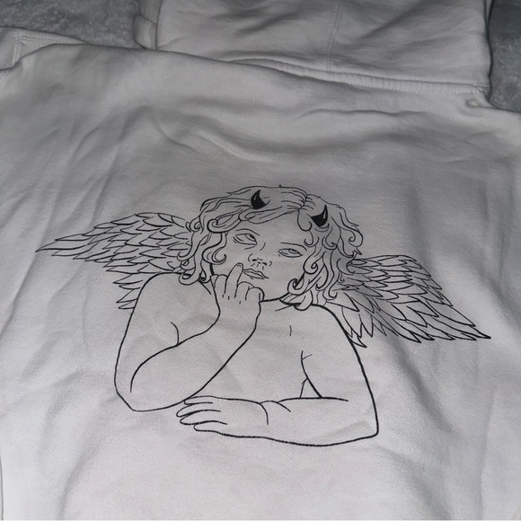badwood x goodwood white cherub baby angel pullover hoodie sweatshirt size med - Picture 4 of 7